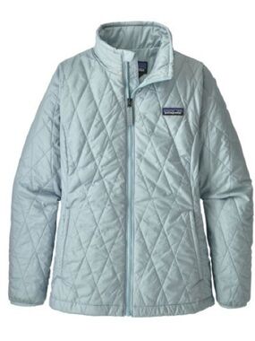Patagonia Girls Nano Puff Diamond Quilt Jacket Light Plume Grey Blue Size XXL